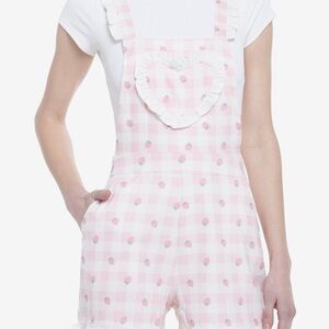 Hot Topic Pink and White Gingham Romper